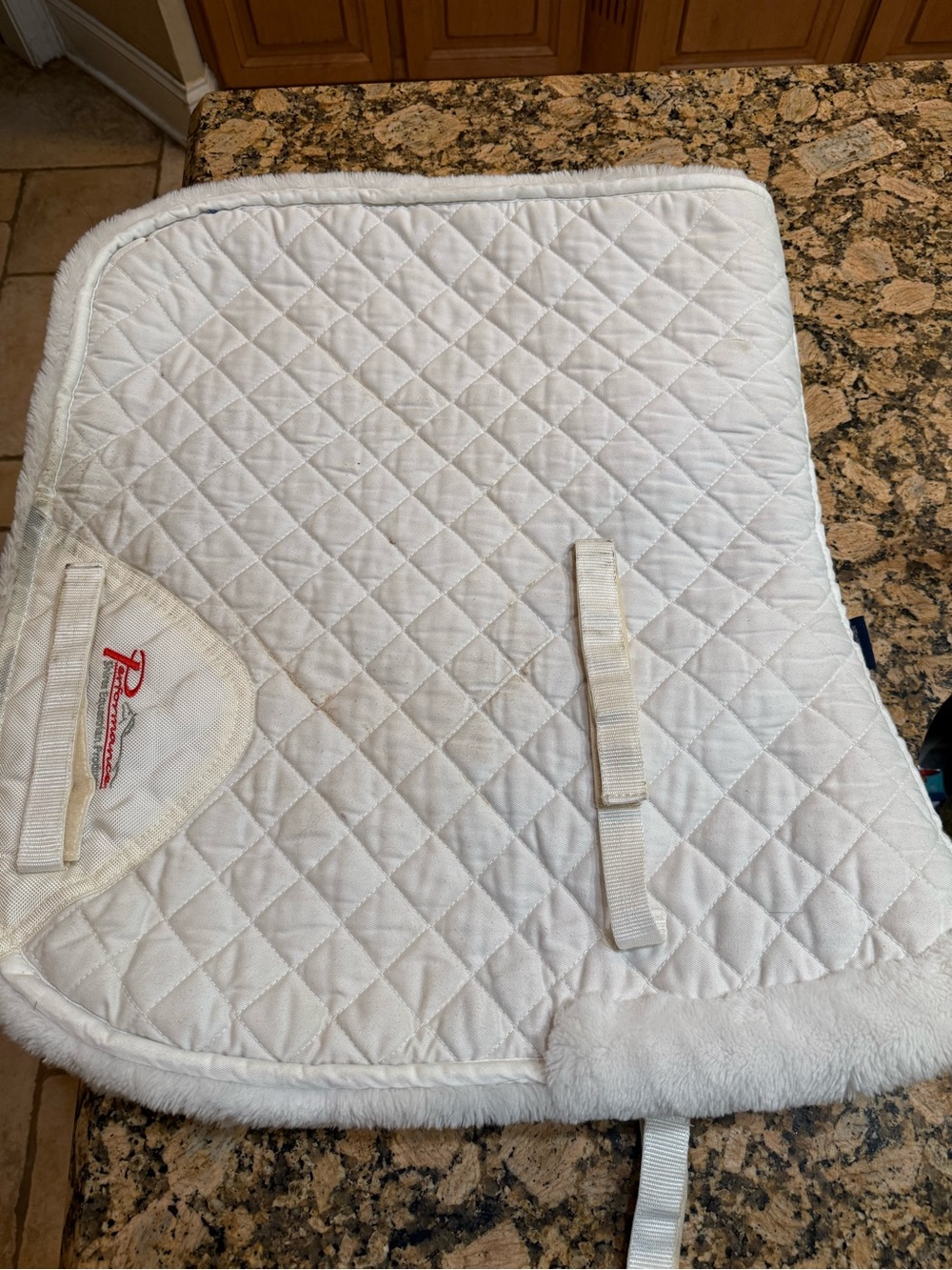 Professional SHIRES thick White Quilted Saddle Pad w/ soft fleece underpad